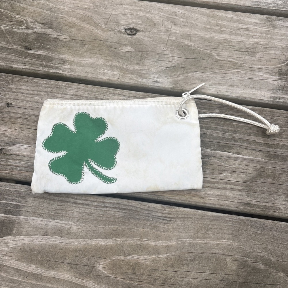 Sea Bags Maine Recycled Sail Cloth Wristlet Shamrock Irish Pouch